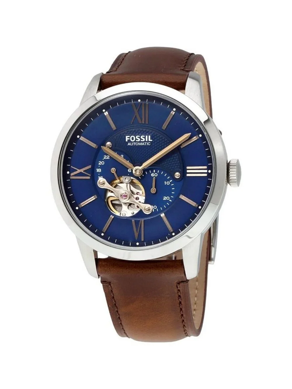 NWT Fossil Townsman Automatic Blue Satin Dial Men's Watch